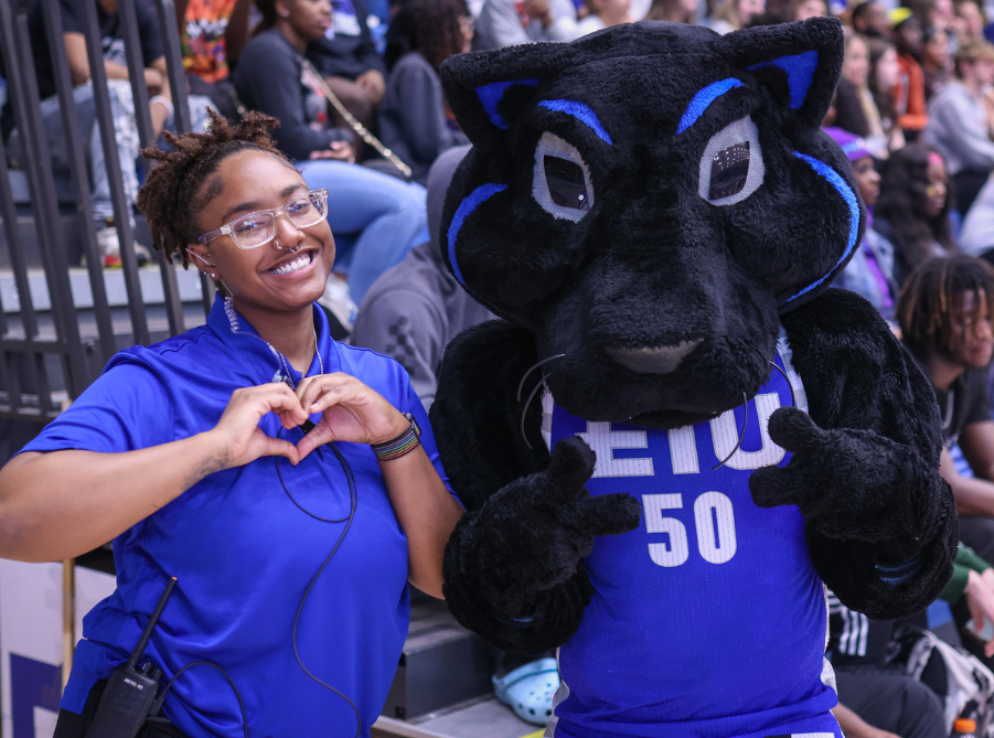 An EIU Student with Billy Panther