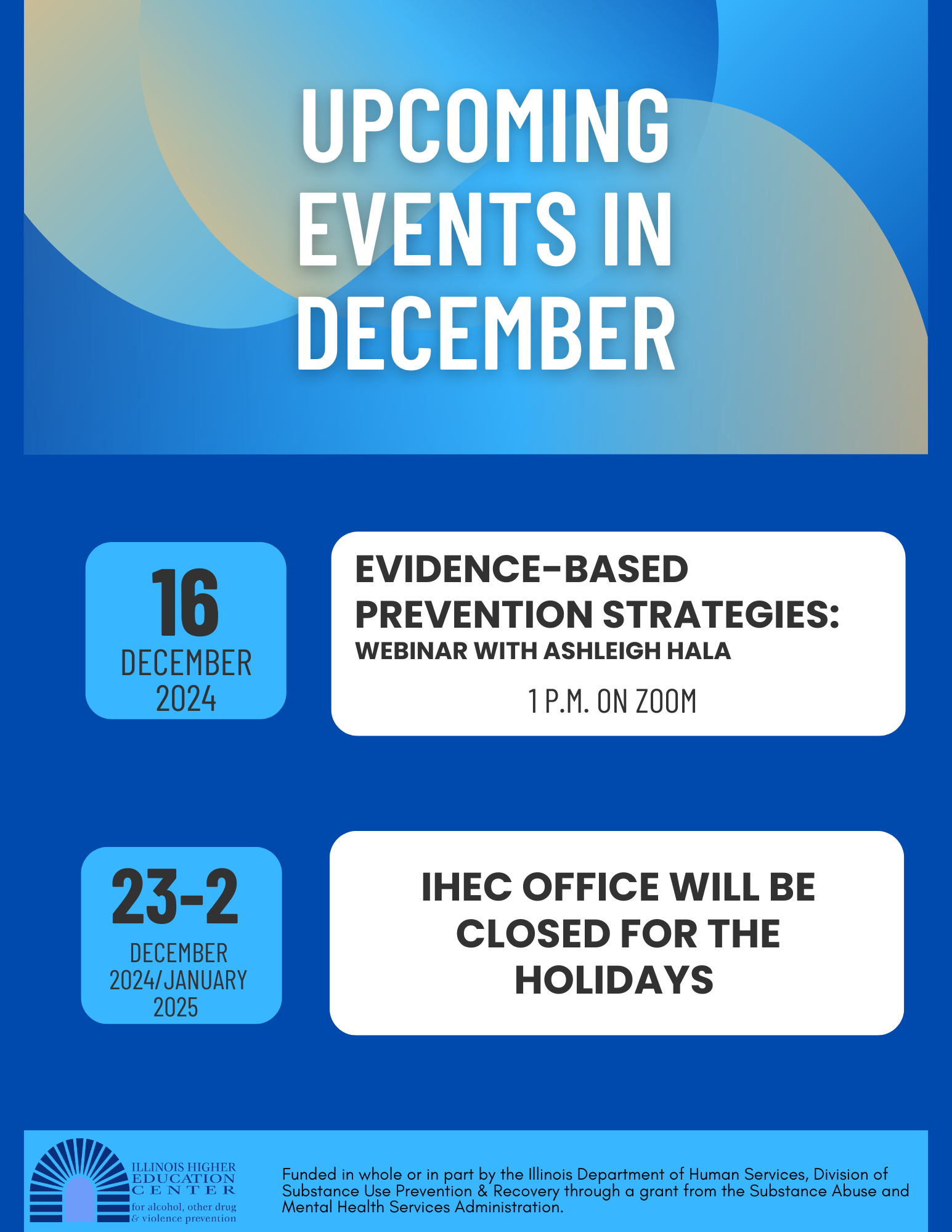 December upcoming events update